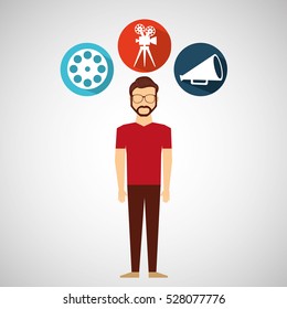 cartoon guy movie icons vector illustration eps 10