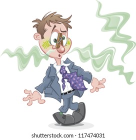 A Cartoon Guy Struggling With A Very Bad Smell