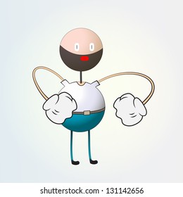 Cartoon guy with stubble.  Eps 10 vector