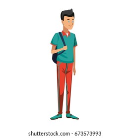 cartoon guy student standing in casual clothes