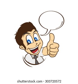 Cartoon Guy Thumbs Up Character Vector Illustration