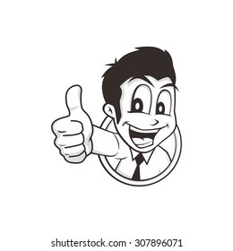 Cartoon Guy Thumbs Up Character Vector Illustration