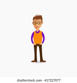 Cartoon guy. Cartoon guy vector illustration. Cartoon illustration of a handsome young man with fashionable hairstyle. Funny cartoon guy. Vector. Cartoon guy picture. Young man vector illustration.