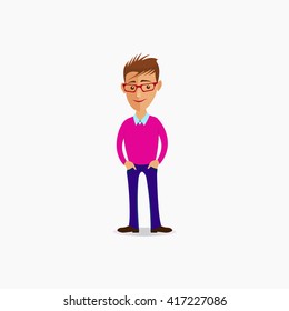 Cartoon guy. Cartoon guy vector illustration. Cartoon illustration of a handsome young man with fashionable hairstyle. Funny cartoon guy. Vector. Cartoon guy picture. Young man vector illustration.