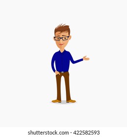 Cartoon guy. Cartoon guy vector illustration. Cartoon illustration of a handsome young man with fashionable hairstyle. Funny cartoon guy. Vector. Cartoon guy picture. Young man vector illustration.