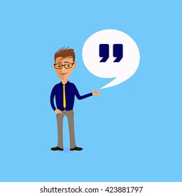 Cartoon guy. Cartoon guy vector illustration. Cartoon guy and Inspirational quote. Communication concept. Searching business people theme design.