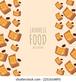 cartoon gyoza, japanese food frame border background
