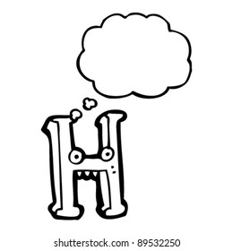 cartoon h letter with face cartoon