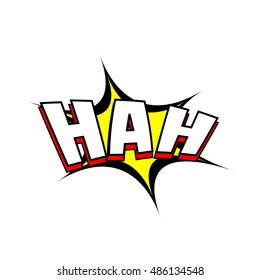 Cartoon hah colorful text caption vector illustration