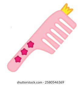 Cartoon hair comb. Pink Hairbrush vector clip art.