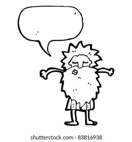 cartoon hairy man with speech bubble