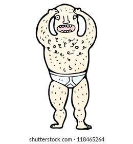 cartoon hairy man in underpants