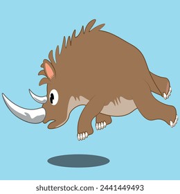 Cartoon hairy rhinoceros on a white background stock illustration