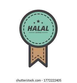Vector de icono de etiqueta halal de dibujos animados