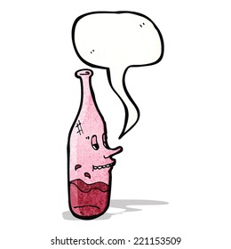 Cartoon Half Empty Wine Bottle With Face