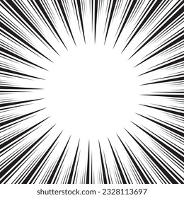 Cartoon halftone line. Comic lines. Concentrated frames. Superhero hero. Anime focus isolated on white background. Radial pattern. Accent attention. Superhero texture. Vector illustration.