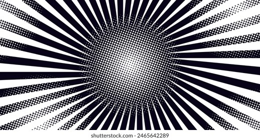 Cartoon halftone line. Comic lines. Concentrated frames. Superhero hero. Anime focus isolated on white background. Radial pattern. Accent attention. Action hd. Superhero texture. Vector illustration