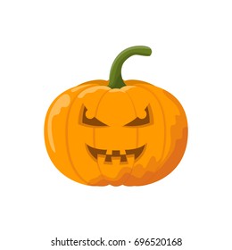 Cartoon halloween angry pumpkin. Vector illustration.