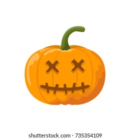 Cartoon halloween angry pumpkin. Vector illustration.