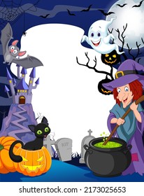 Cartoon halloween background with blank space