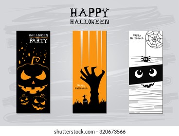 Cartoon halloween banners set