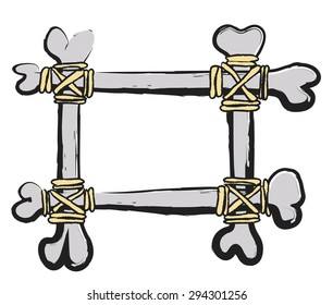 cartoon halloween bone frame, vector illustration