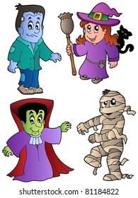 Caricatura de Halloween caracteres 1 - ilustración vectorial.