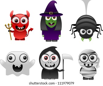 cartoon halloween characters set 1