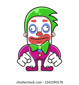 Cartoon Halloween Clown Head Or Mask Vector Illustration On White Background
