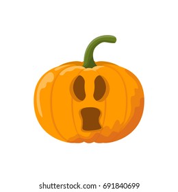 Cartoon halloween crying pumpkin. Vector illustration.