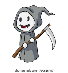 Cartoon Halloween Death Monster, Grim Reaper-Vector Illustration