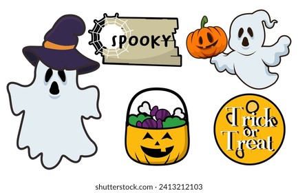 Vector de elementos de diseño de halloween de dibujos animados