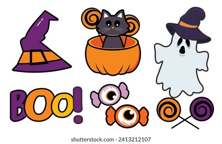 Cartoon halloween design elements vector