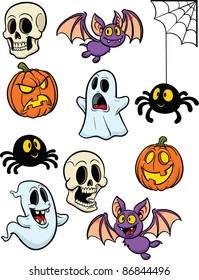 Cartoon Halloween elements. Each in a separate layer for easy editing.
