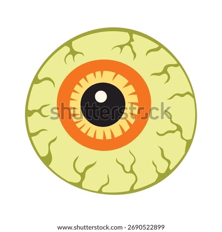 cartoon halloween eyeball in flat style, halloween human or zombie eye isolated on white background
