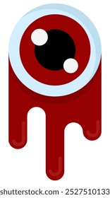 Cartoon Halloween-Augapfel in flachem Vektorsymbol einzeln auf weißem Hintergrund.