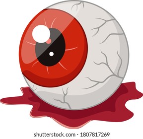 Cartoon Halloween Eyeball Isolated On White Background