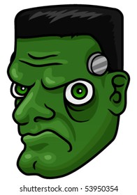 A cartoon halloween frankenstein monster head or mask.