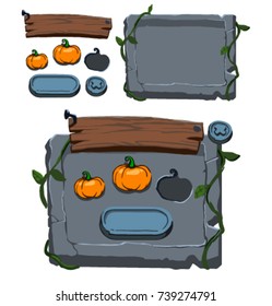 Cartoon Halloween game user interface, vector assets for mobile gui design