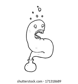 Cartoon-Halbghost in Flasche