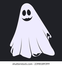 Cartoon halloween ghost, ghosted spooky spirit and mysterious phantom. Scary ghost character, fly funny spook, cute smiling scare halloween ghost mascots vector illustration set.