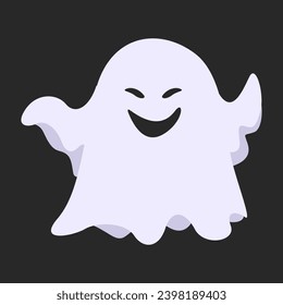 Fantasma de halloween de caricatura, espíritu espantado y misterioso fantasma. Carácter fantasma asustado, asustado de la mosca, adorable y sonriente asusto mascotas fantasma de halloween conjunto de ilustración vectorial.