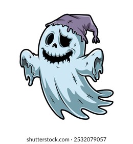 Cartoon halloween ghost, ghosted spooky spirit and mysterious phantoms. Spooky flying phantom ghosts vector symbols illustration