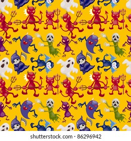 cartoon halloween ghost seamless pattern