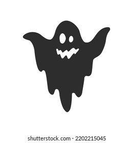 Cartoon Halloween Ghost Silhouette Funny Character Stock Vector ...