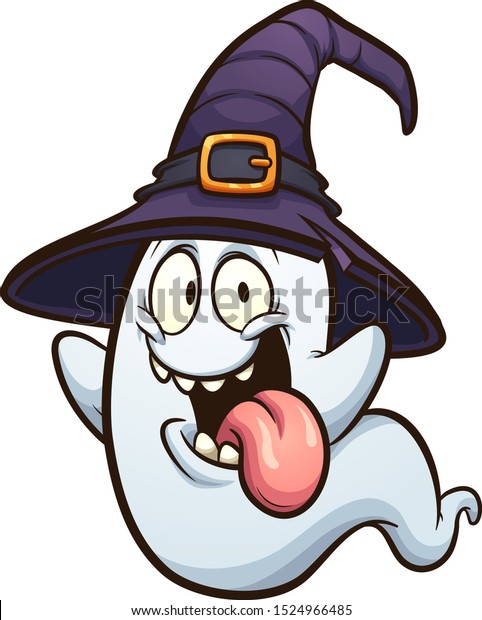 Cartoon Halloween Geist Mit Zunge Raus Stock Vektorgrafik Lizenzfrei