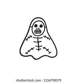 Cartoon Halloween Ghost,Hand drawn,Vector,Illustrations.