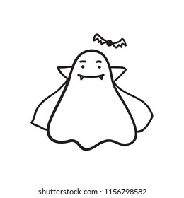 Cartoon Halloween Ghost,Hand drawn,Vector,Illustrations.