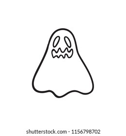 Cartoon Halloween Ghost,Hand drawn,Vector,Illustrations.