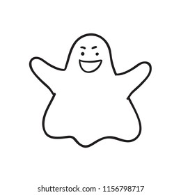 Cartoon Halloween Ghost,Hand drawn,Vector,Illustrations.